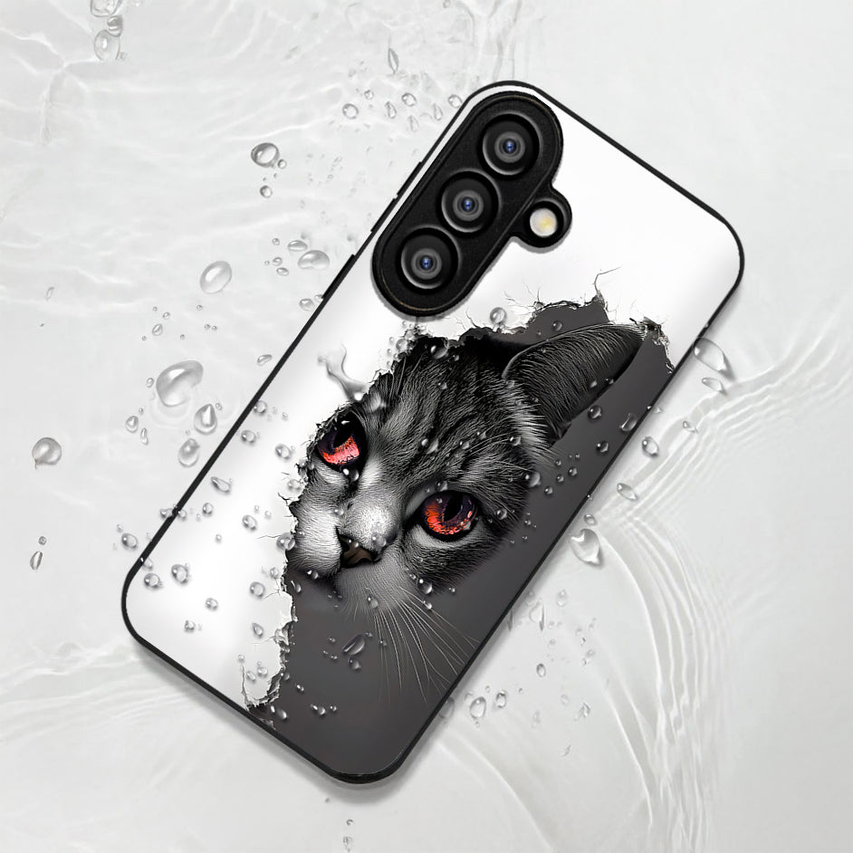 Samsung Galaxy A36 5G Premium Acrylic Shockproof Glass Back Case (White Cat)