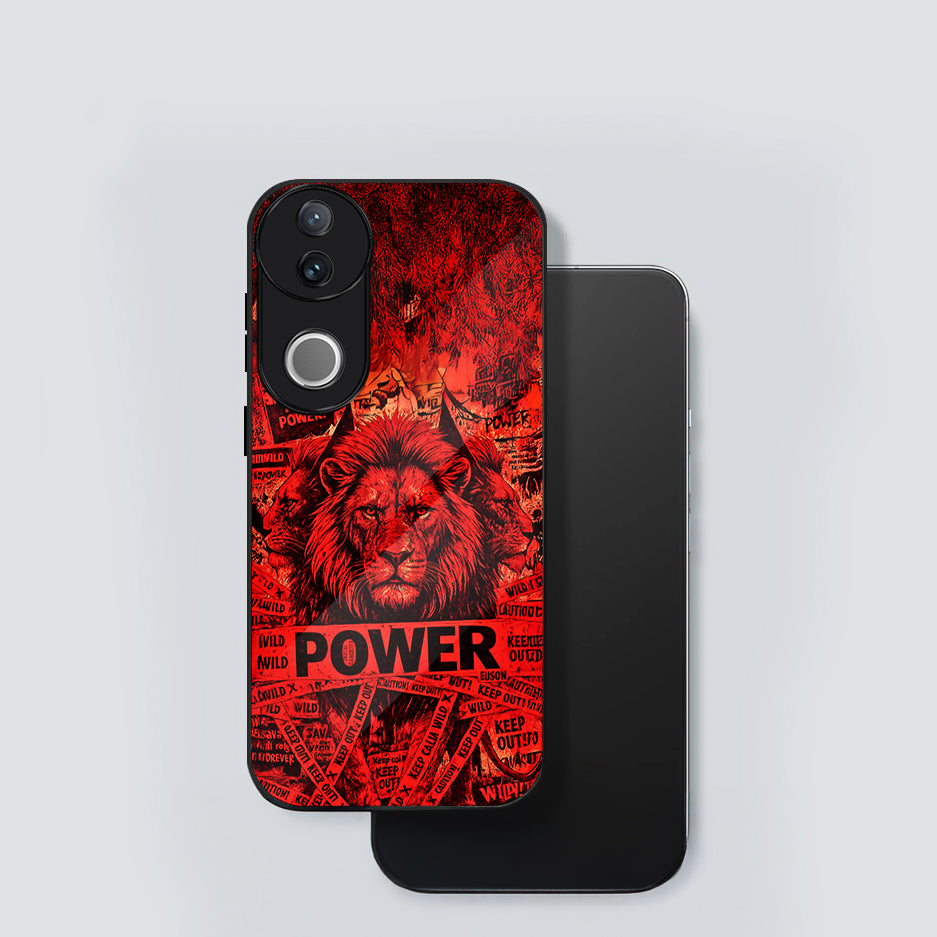 Vivo V50 5G Premium Acrylic Shockproof Glass Back Case (Lion Power)