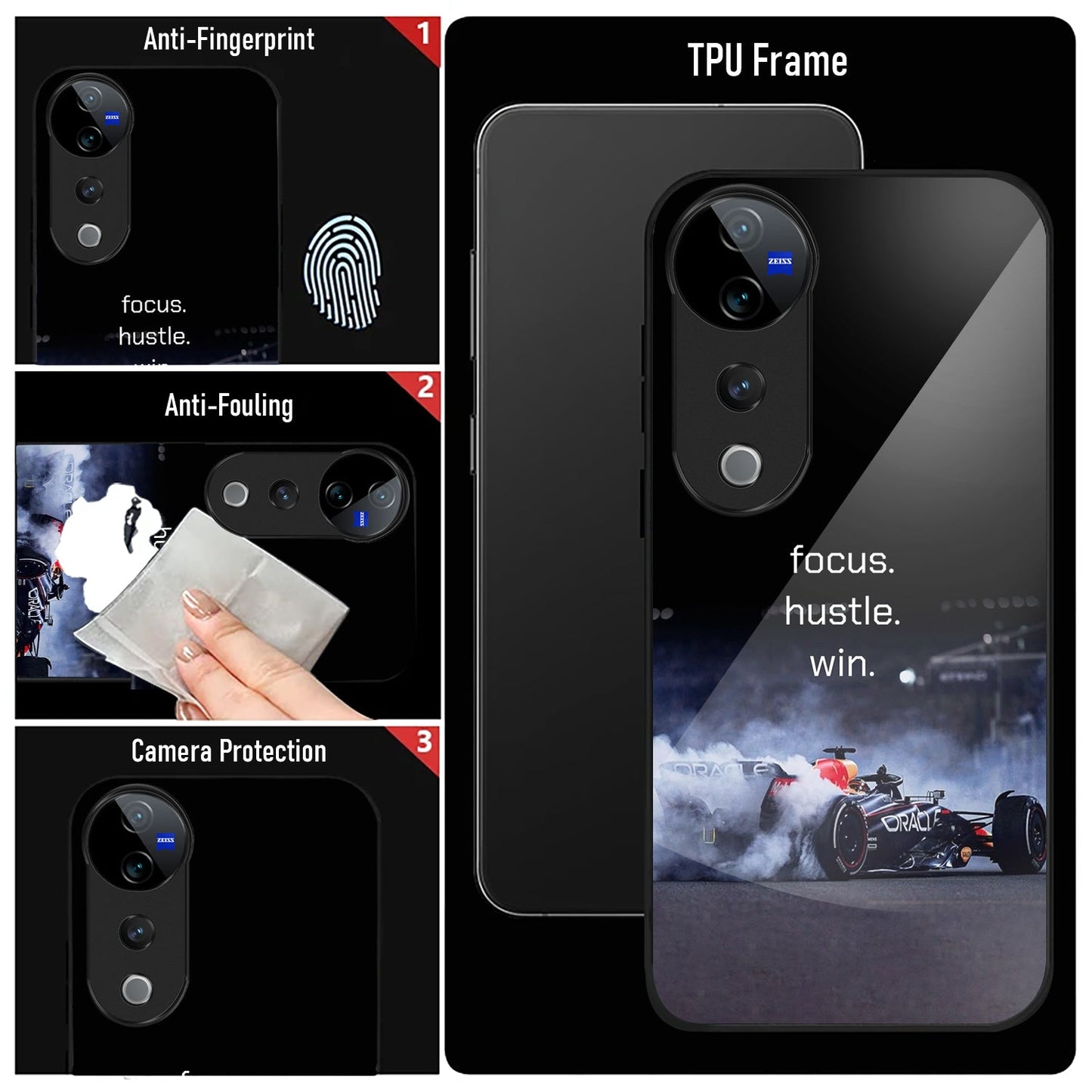 Vivo V40 Pro 5G Premium Acrylic Shockproof Glass Back Case (Racing Case)