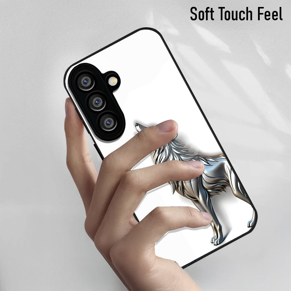Samsung Galaxy A36 5G Premium Acrylic Shockproof Glass Back Case (Silver Wolf)