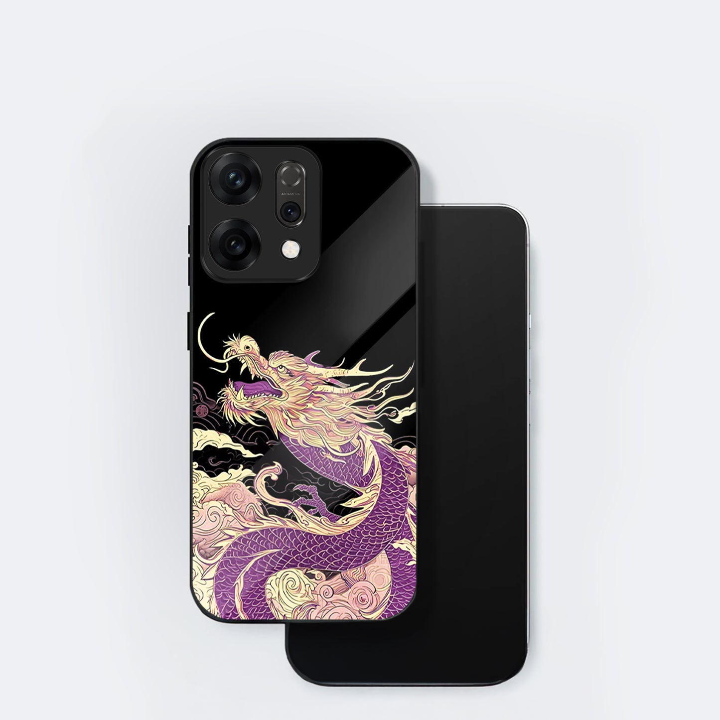 Oppo Reno 14 5G Majestic Purple Dragon Aesthetic Glass Case