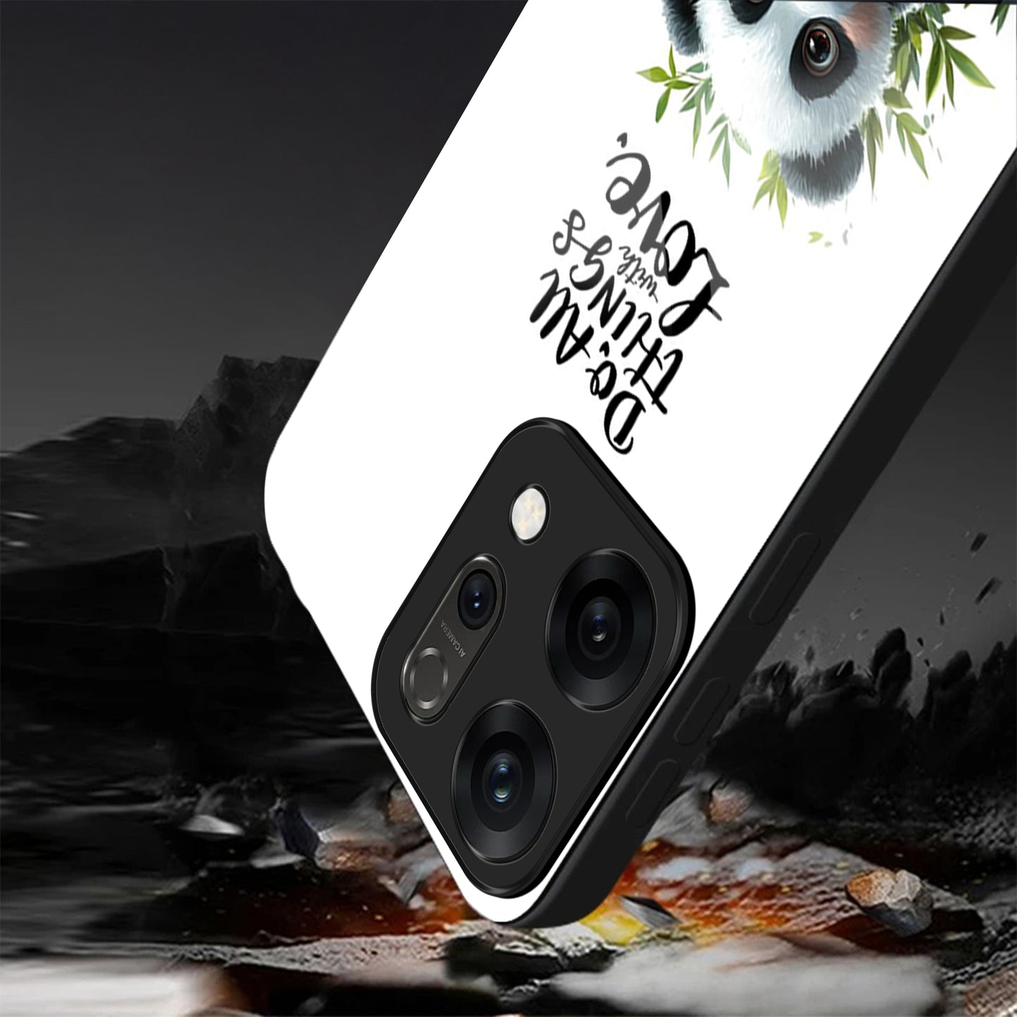 Oppo Reno 14 5G Cute Panda with Quote Aesthetic Glass Case