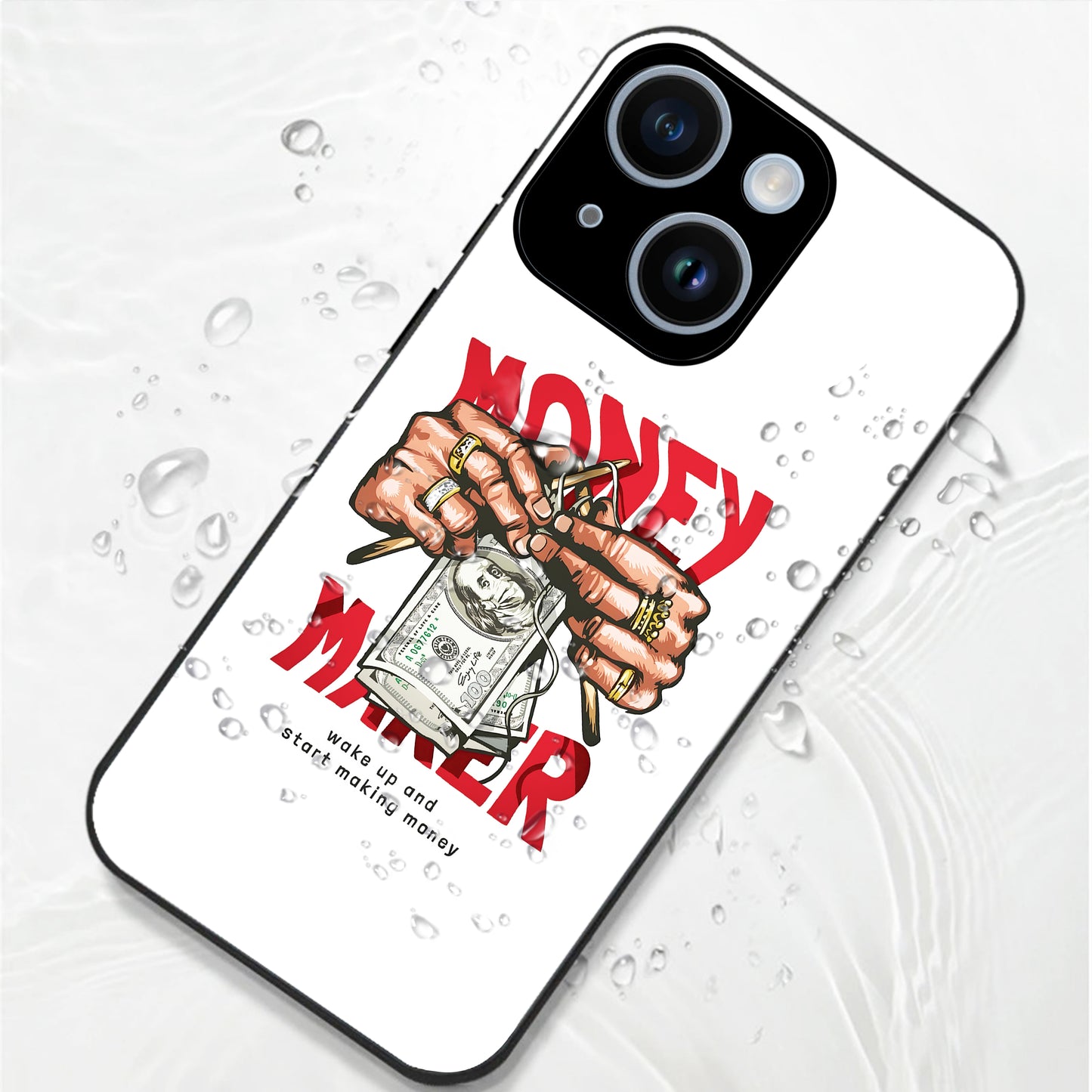 iPhone 14 Premium Acrylic Shockproof Glass Back Case (Money Maker)