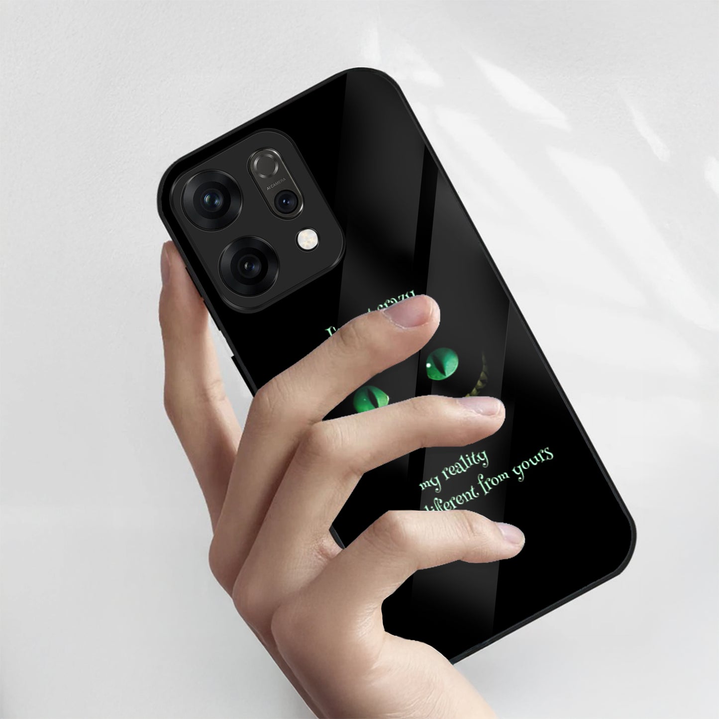 Oppo Reno 14 5G Mysterious Grin Glow Aesthetic Glass Case