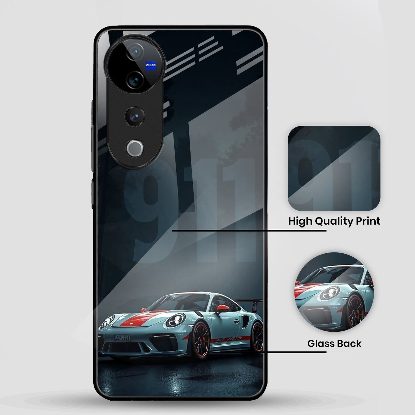 Vivo V40 Pro 5G Premium Acrylic Shockproof Glass Back Case (Turbo Drive)