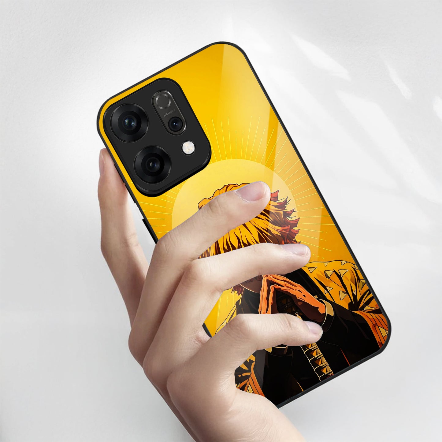 Oppo Reno 14 5G Premium Acrylic Shockproof Glass Back Case (Zenitsu Agatsuma)