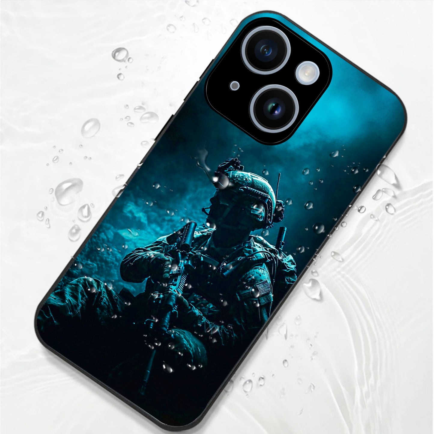 iPhone 14 Premium Acrylic Shockproof Glass Back Case (Soldier Case)