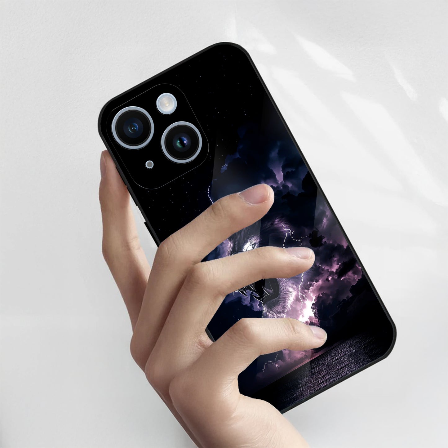 iPhone 14 Premium Acrylic Shockproof Glass Back Case (Storm King)