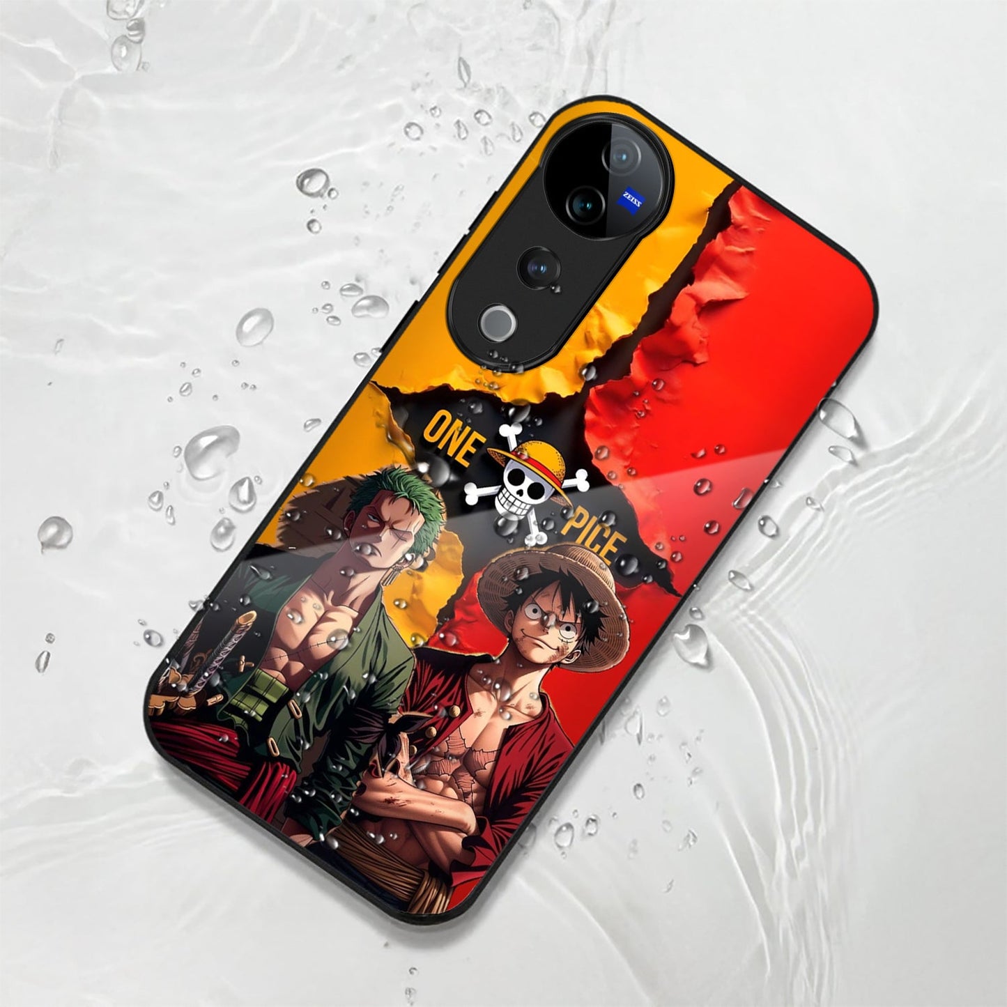 Vivo V40 Pro 5G Premium Acrylic Shockproof Glass Back Case (Luffy & Zoro)