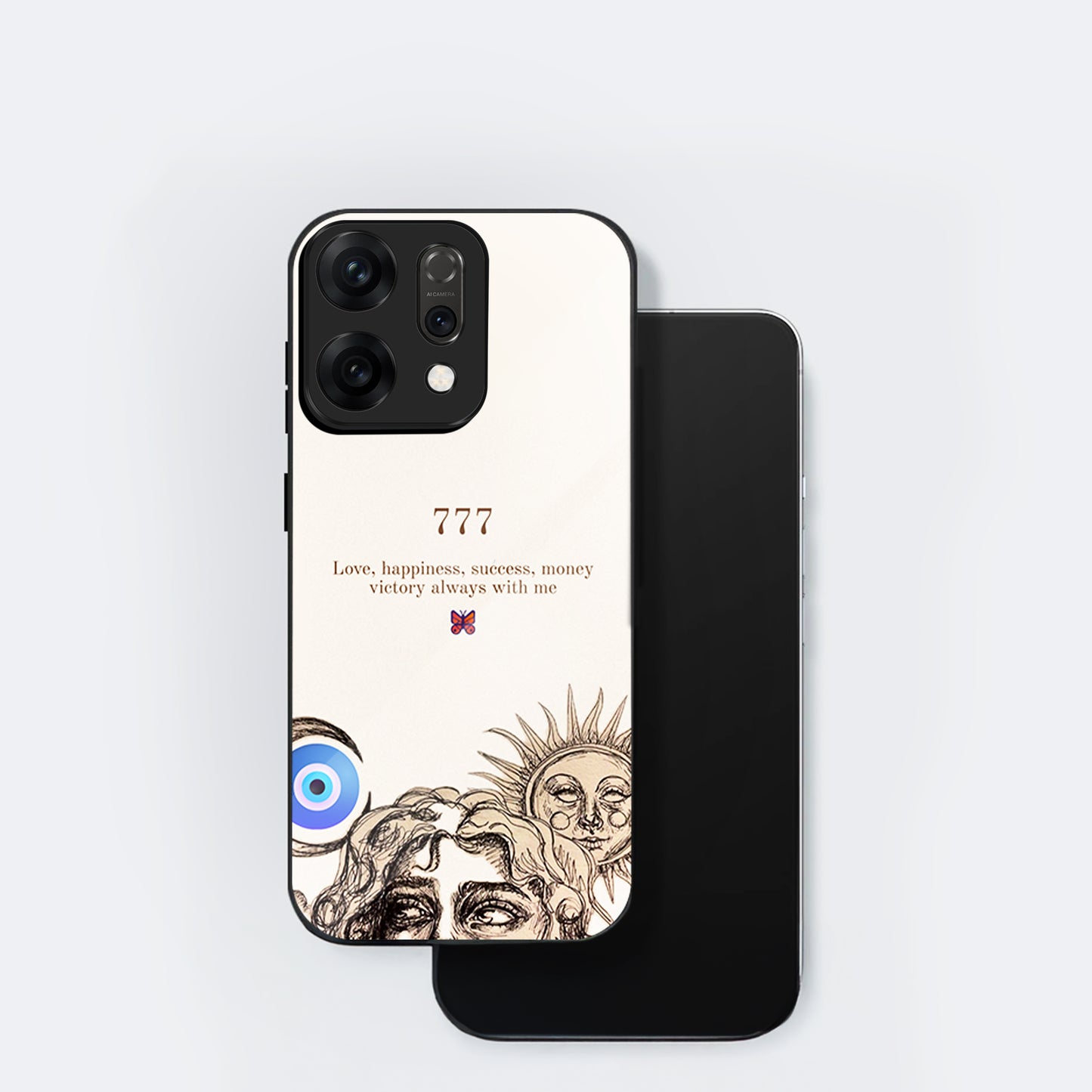 Oppo Reno 14 5G Angel Number 777 Aesthetic Glass Case