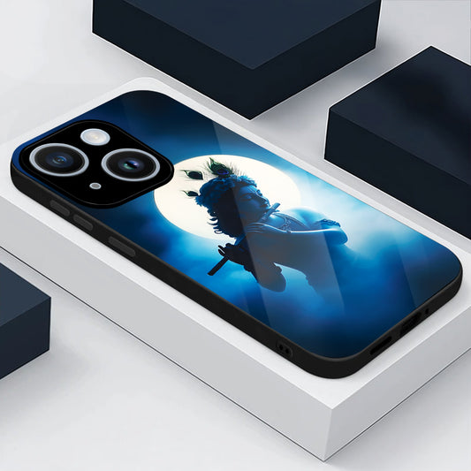 iPhone 14 Premium Acrylic Shockproof Glass Back Case ( Midnight Krishna )