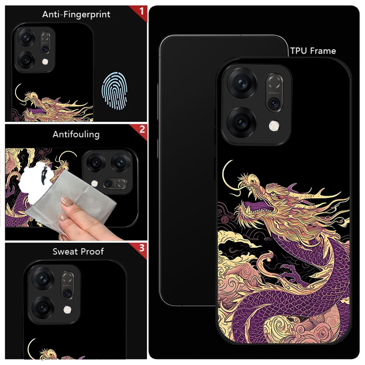 Oppo Reno 14 5G Majestic Purple Dragon Aesthetic Glass Case