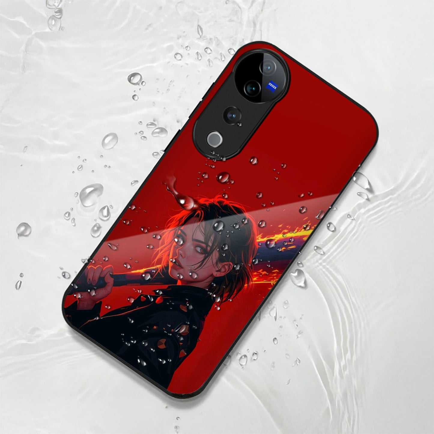 Vivo V40 Pro 5G Premium Acrylic Shockproof Glass Back Case (Flame Queen)