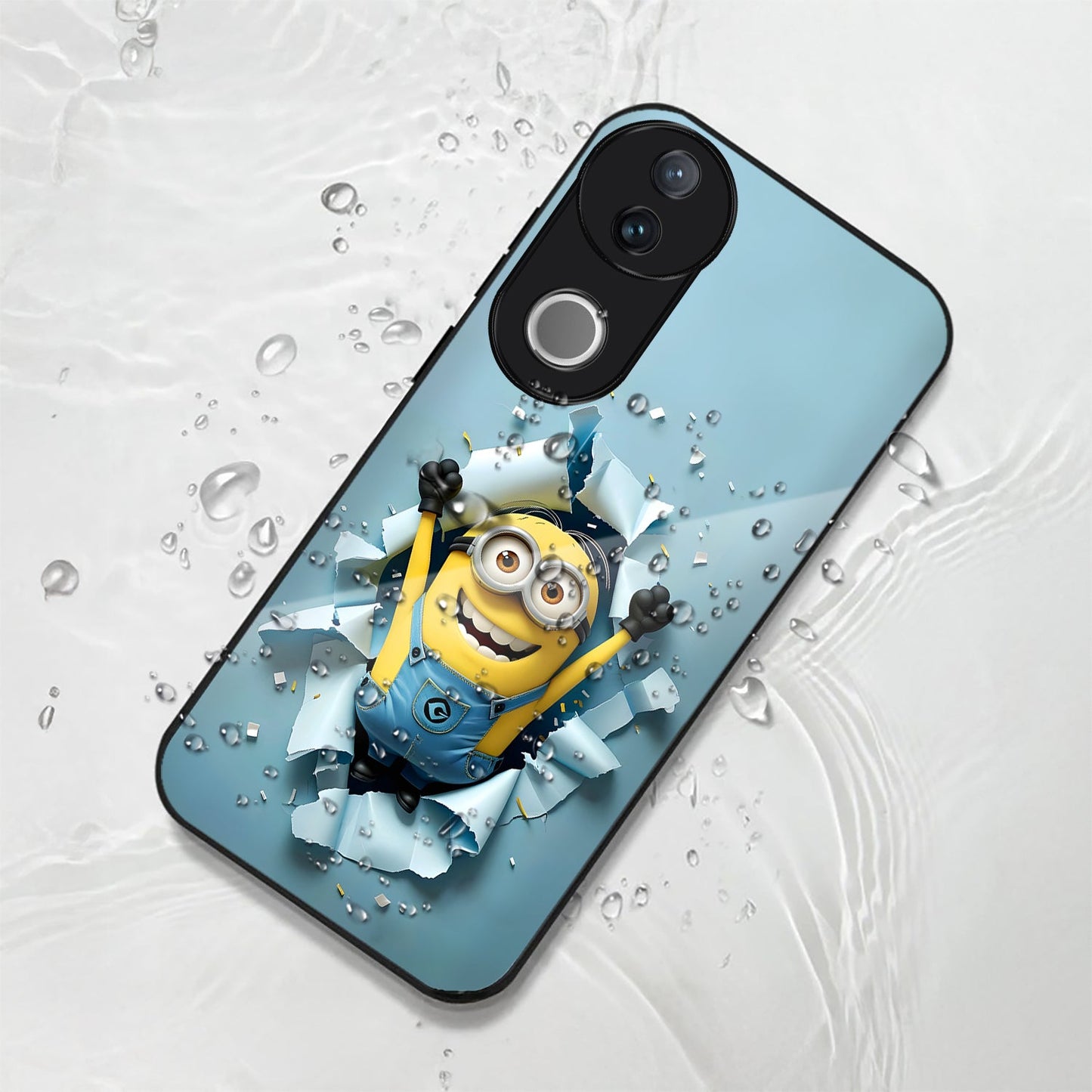 Vivo V50 5G Premium Acrylic Shockproof Glass Back Case (Minion Burst)