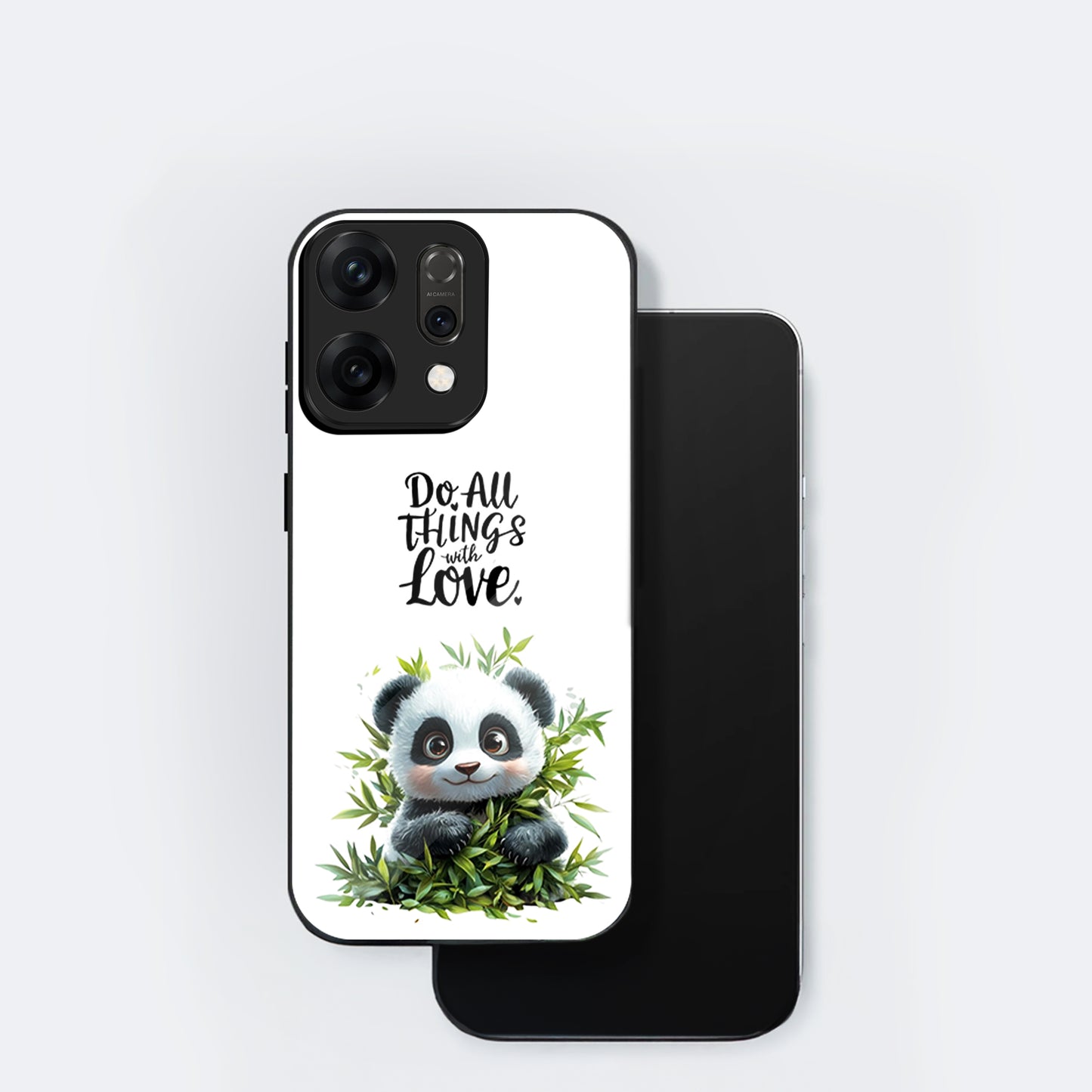 Oppo Reno 14 5G Cute Panda with Quote Aesthetic Glass Case
