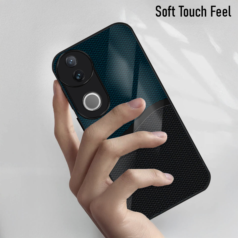 Vivo V50 5G Premium Acrylic Shockproof Glass Back Case (Wave Grid)