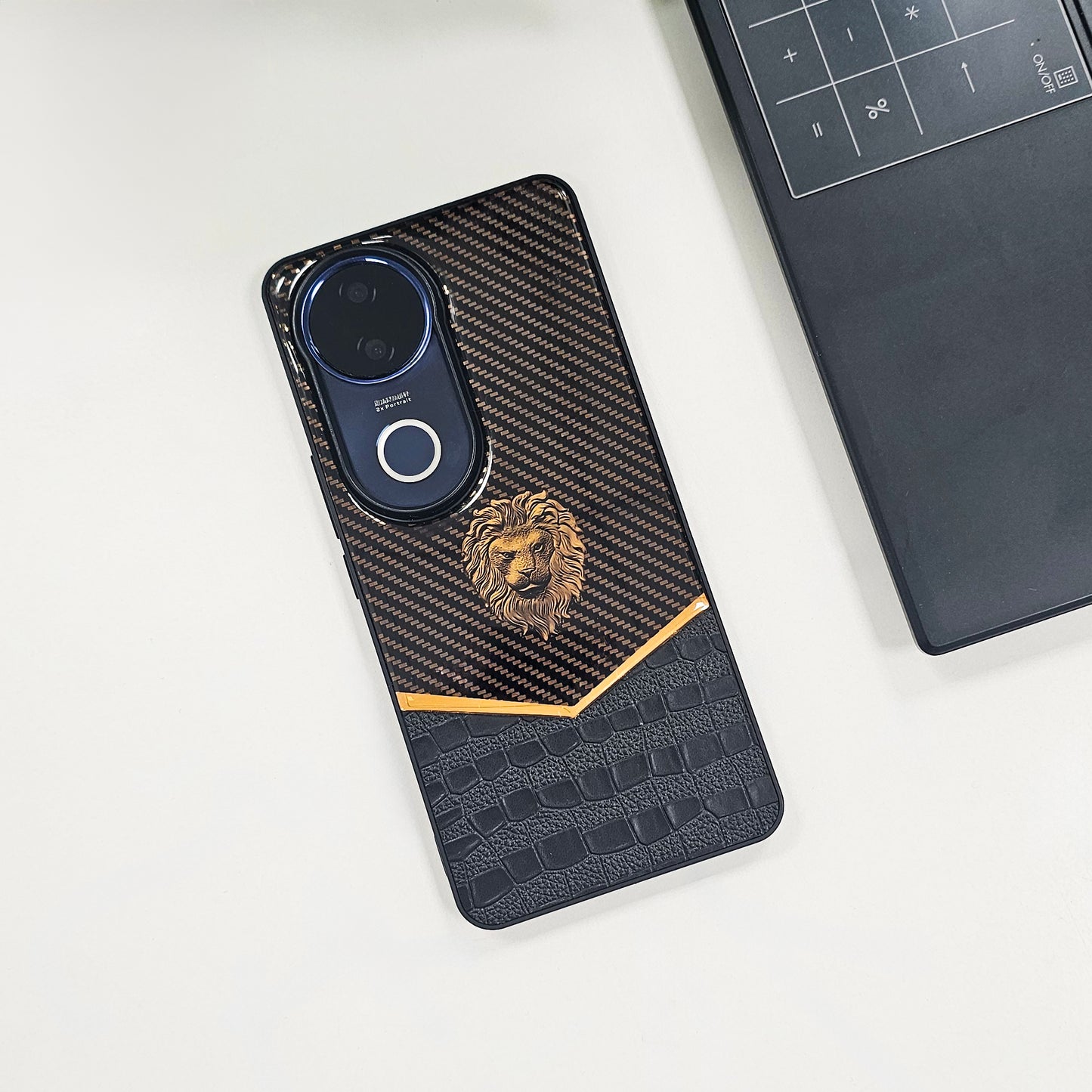 Vivo V50 5G Luxury Lion Pattern Leather And Liquid Silicone Case