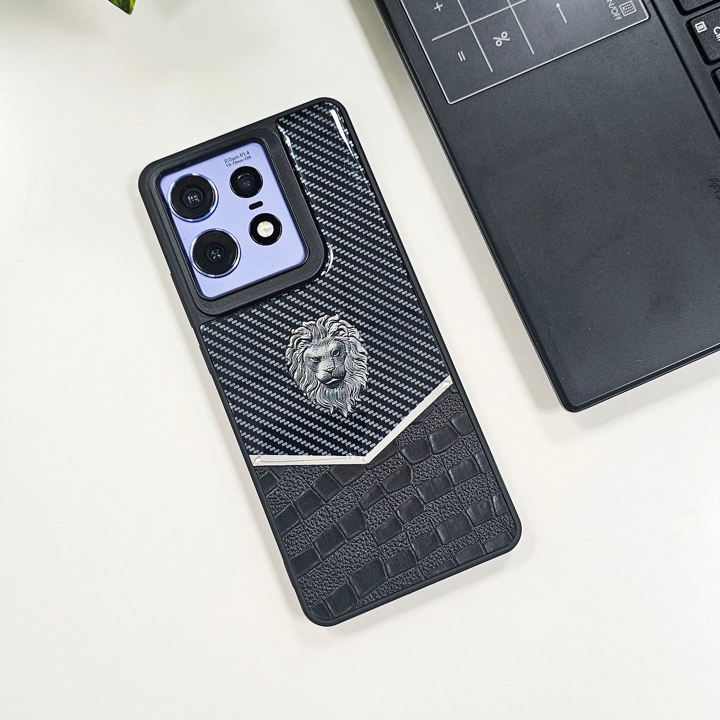 Motorola Edge 50 Pro 5G Luxury Lion Pattern Leather And Liquid Silicone Case