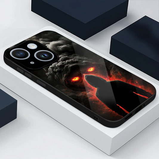 iPhone 14 Premium Acrylic Shockproof Glass Back Case (Dark Flame)