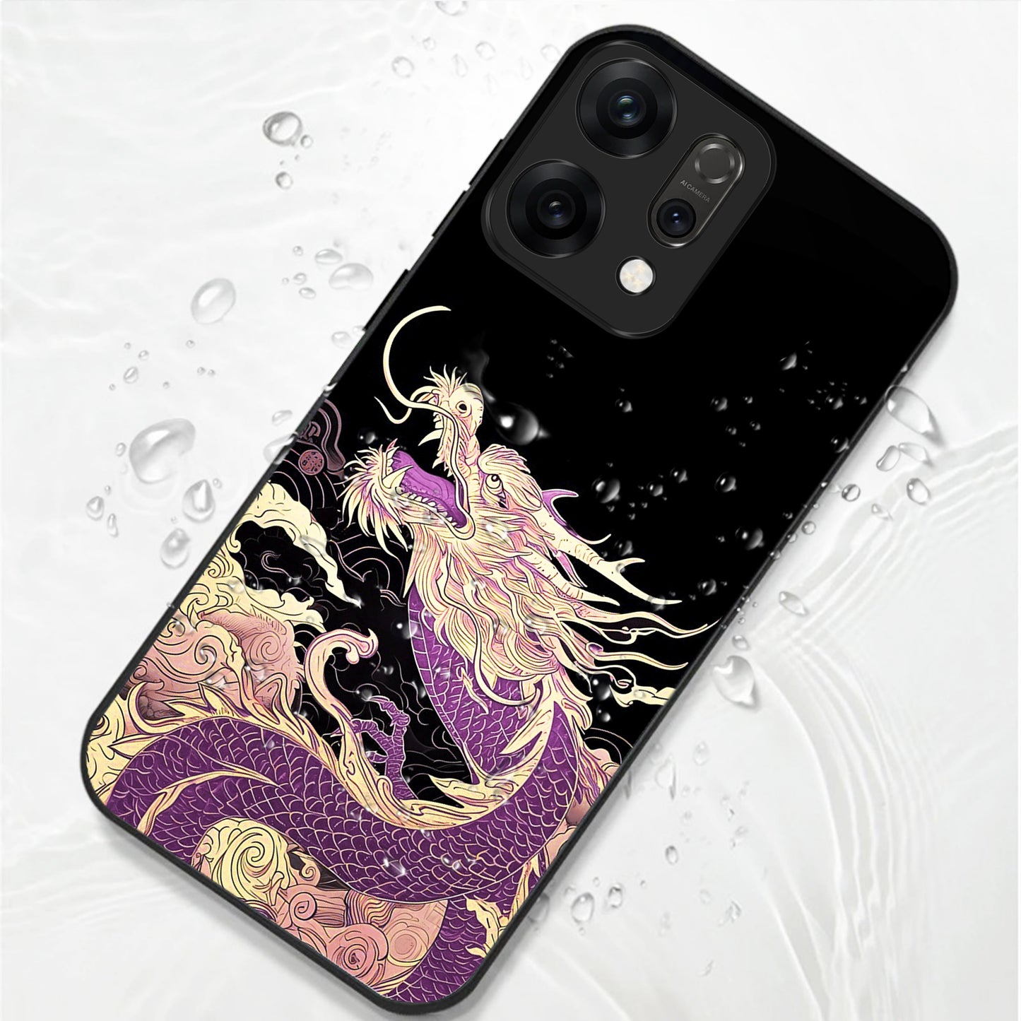 Oppo Reno 14 5G Majestic Purple Dragon Aesthetic Glass Case