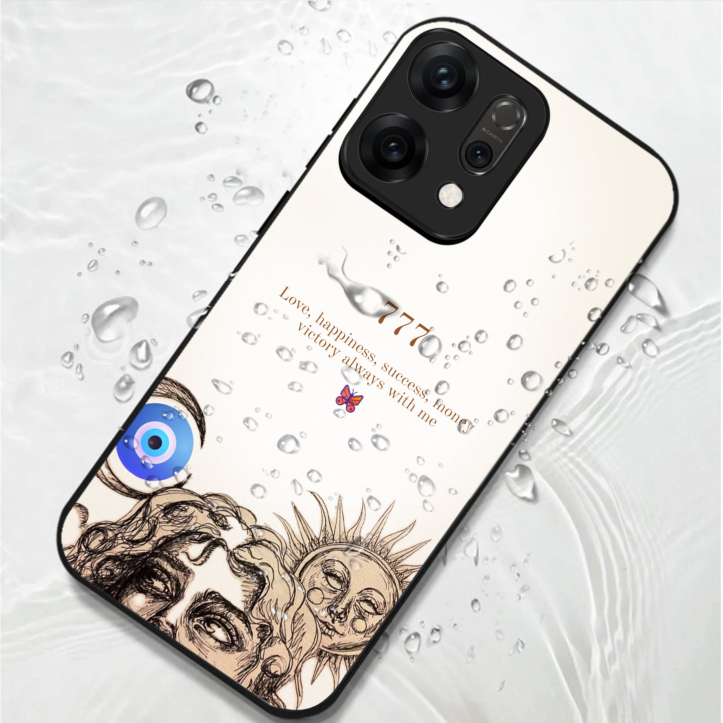 Oppo Reno 14 5G Angel Number 777 Aesthetic Glass Case