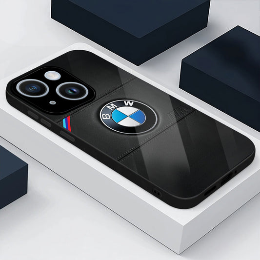 iPhone 14 Premium Acrylic Shockproof Glass Back Case (BMW LOGO)