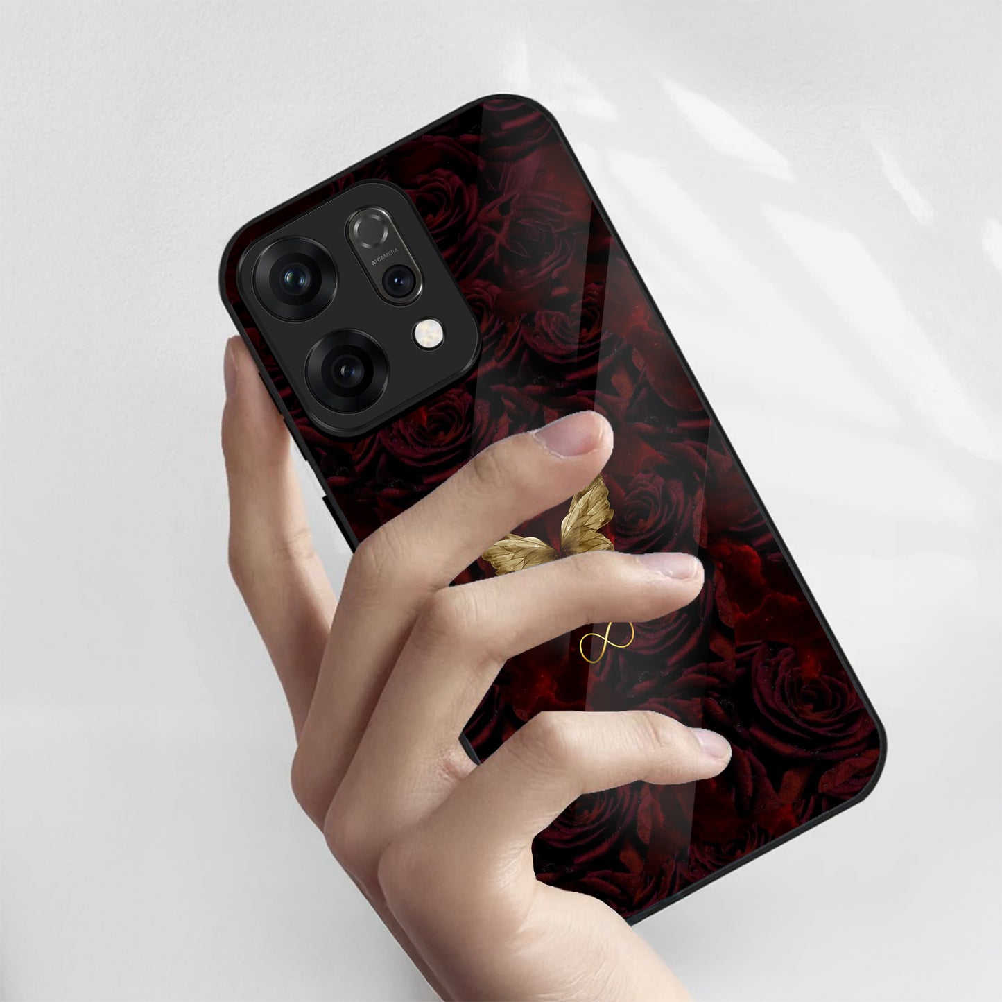 Oppo Reno 14 5G Elegant Butterfly & Floral Aesthetic Glass Case