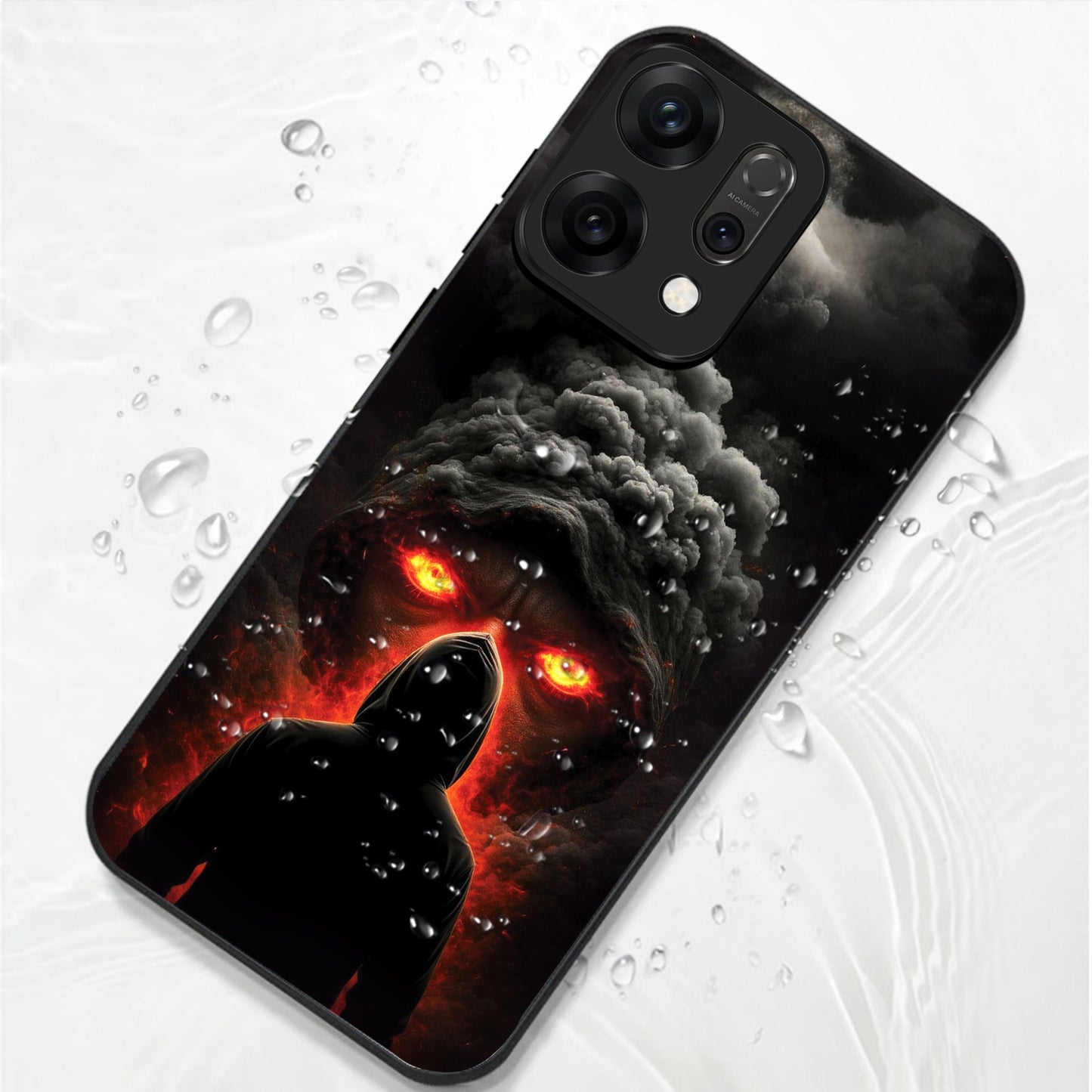 Oppo Reno 14 5G Premium Acrylic Shockproof Glass Back Case (Dark Flame)