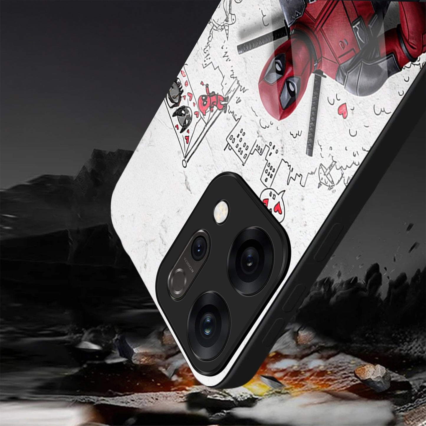 Oppo Reno 14 5G Deadpool Comic Character Design Aesthetic Glass Case