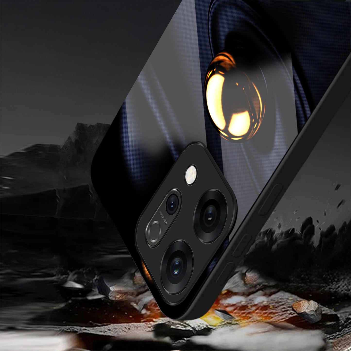 Oppo Reno14 5G Premium Acrylic Shockproof Glass Back Case (Golden Ripple)