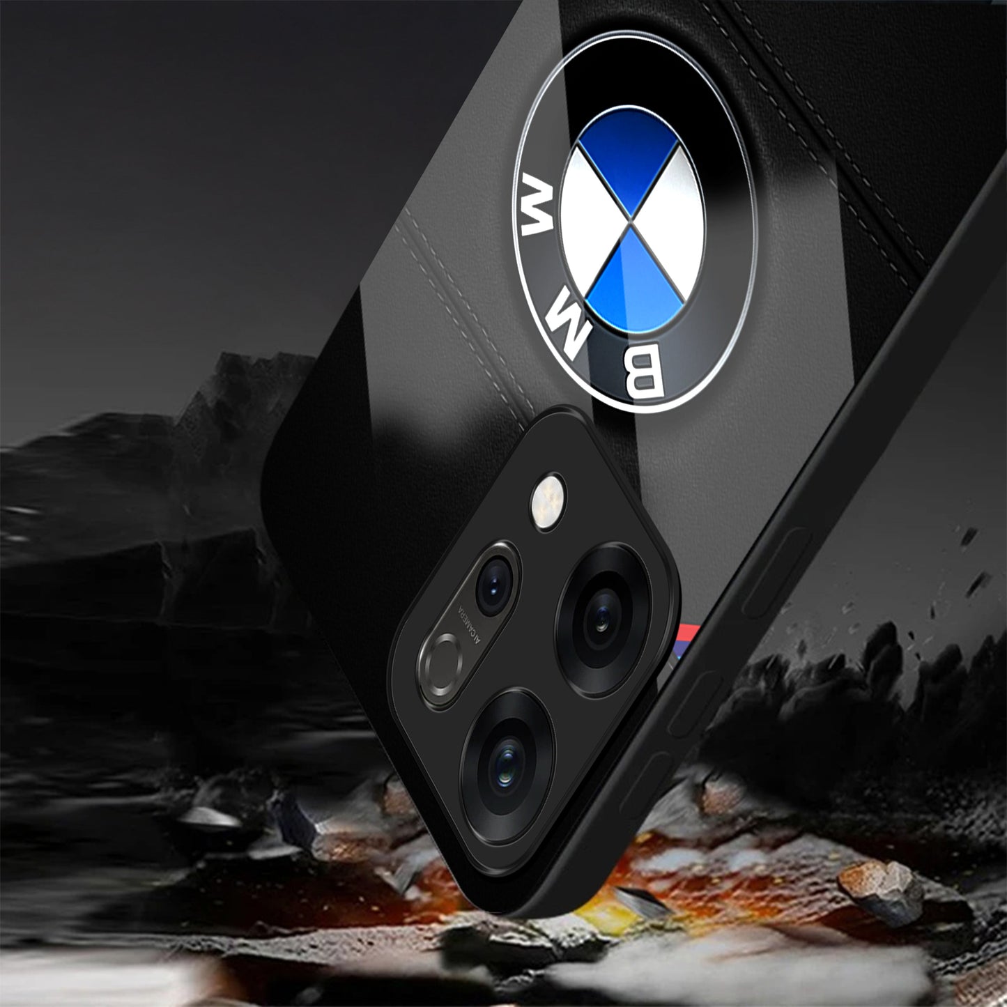 Oppo Reno14 5G Premium Acrylic Shockproof Glass Back Case (BMW LOGO)