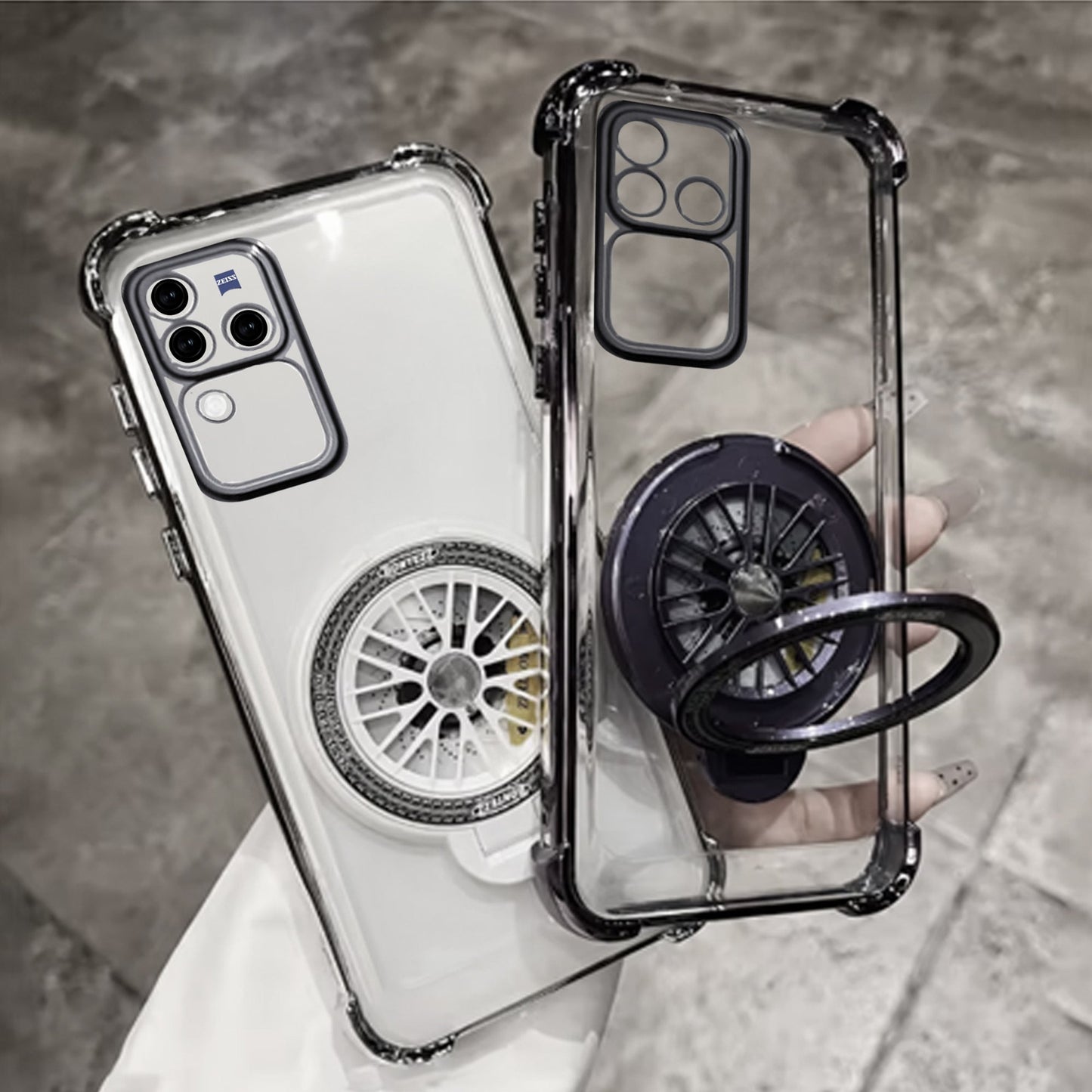 Vivo V30 Pro 5G Premium Stress Buster Wheel Rotating Shockproof Airbags Case