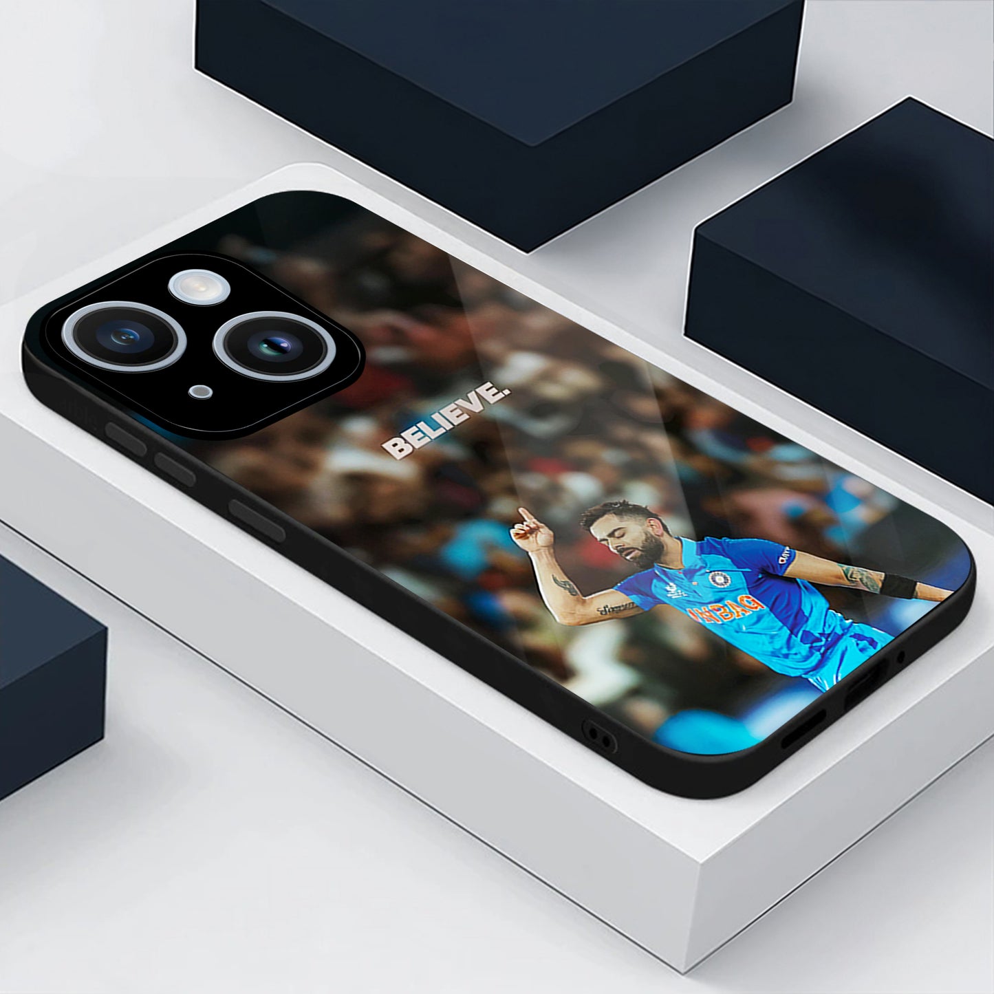 iPhone 14 Premium Acrylic Shockproof Glass Back Case (Virat Kohli)