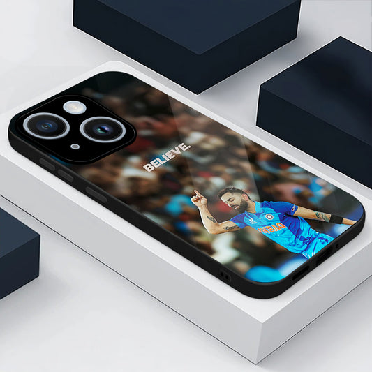 iPhone 14 Premium Acrylic Shockproof Glass Back Case (Virat Kohli)