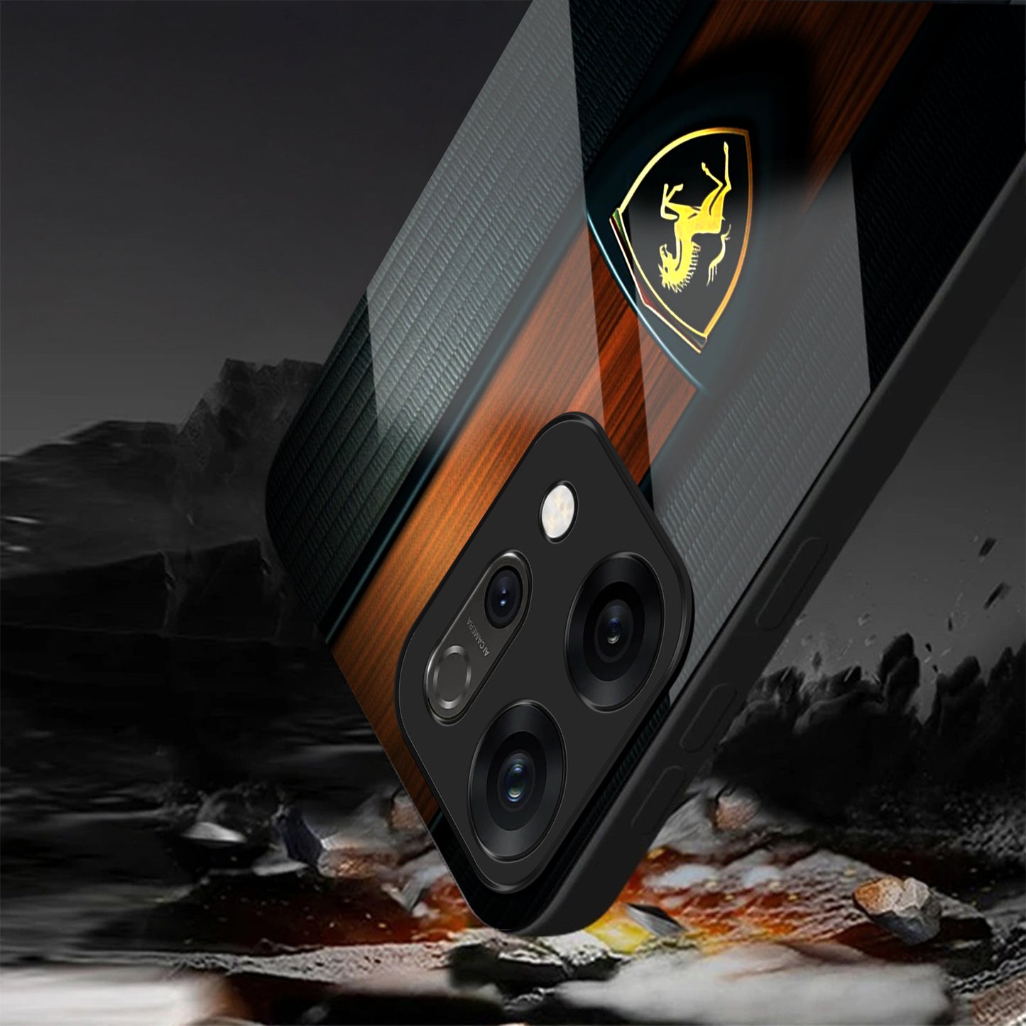 Oppo Reno14 5G Premium Acrylic Shockproof Glass Back Case (Royal Roadster)