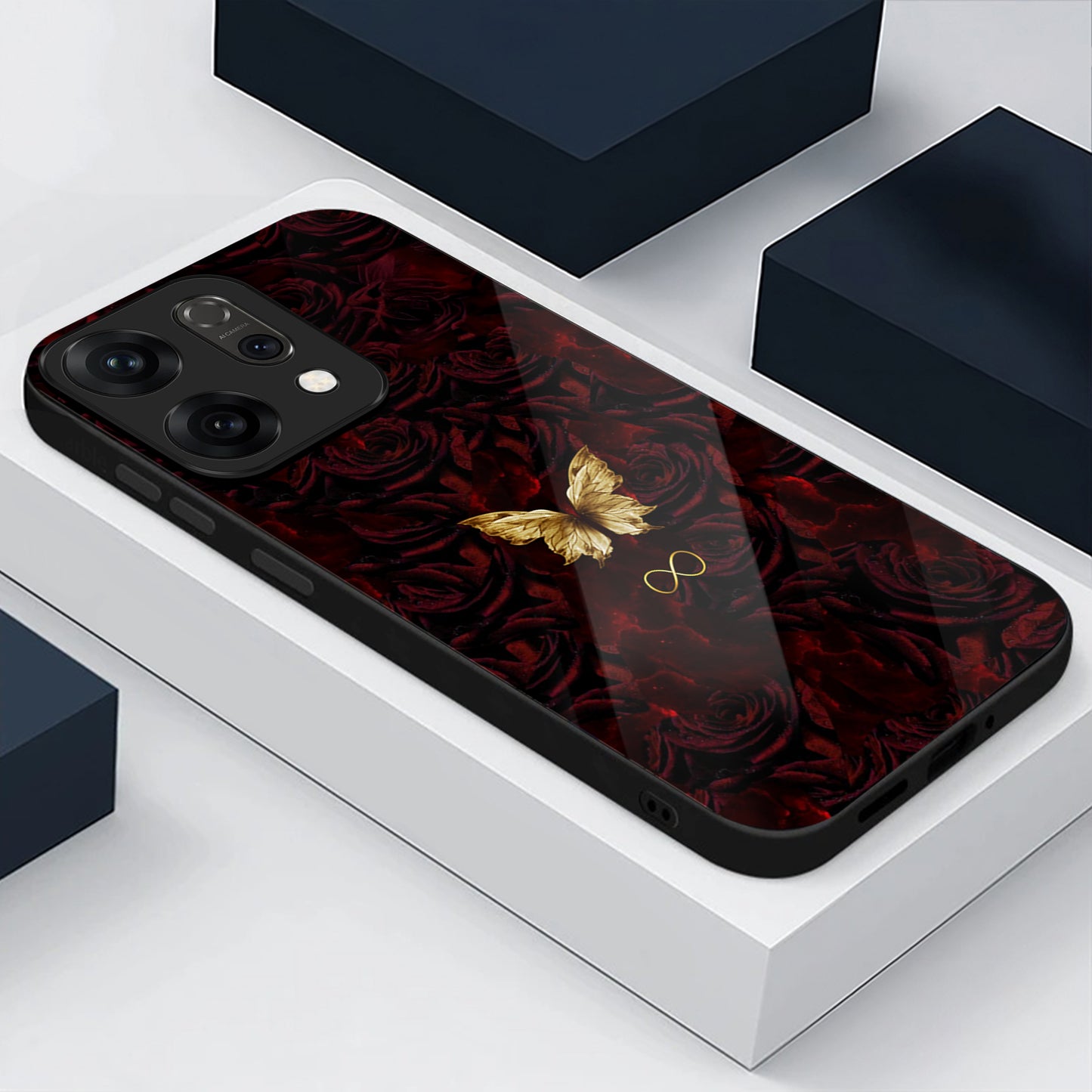 Oppo Reno 14 5G Elegant Butterfly & Floral Aesthetic Glass Case