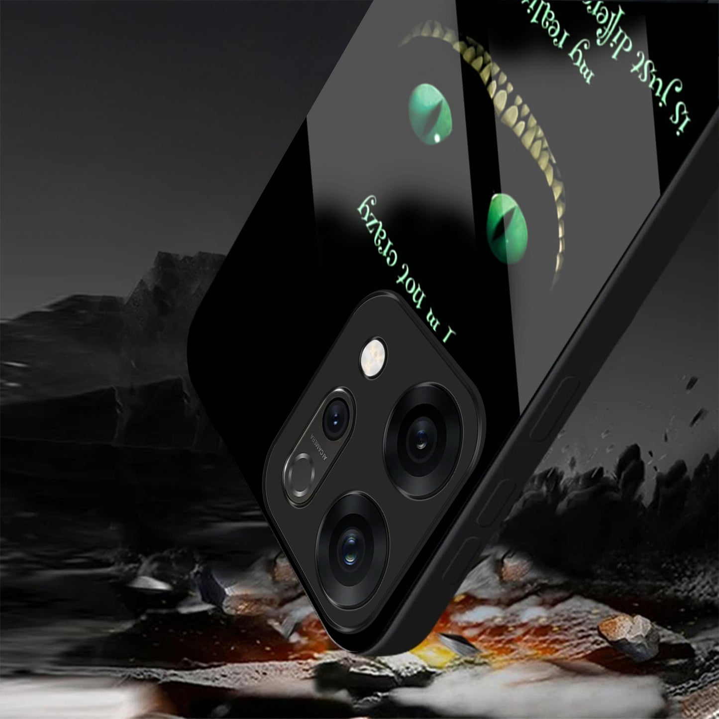 Oppo Reno 14 5G Mysterious Grin Glow Aesthetic Glass Case