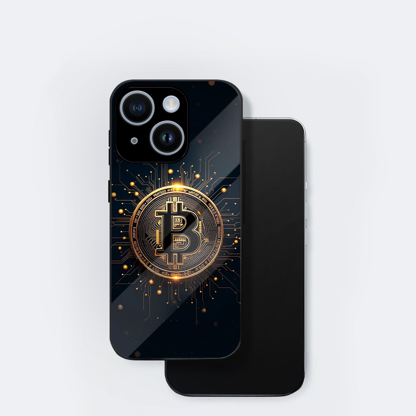 iPhone 14 Premium Acrylic Shockproof Glass Back Case (Bitcoin Armor)
