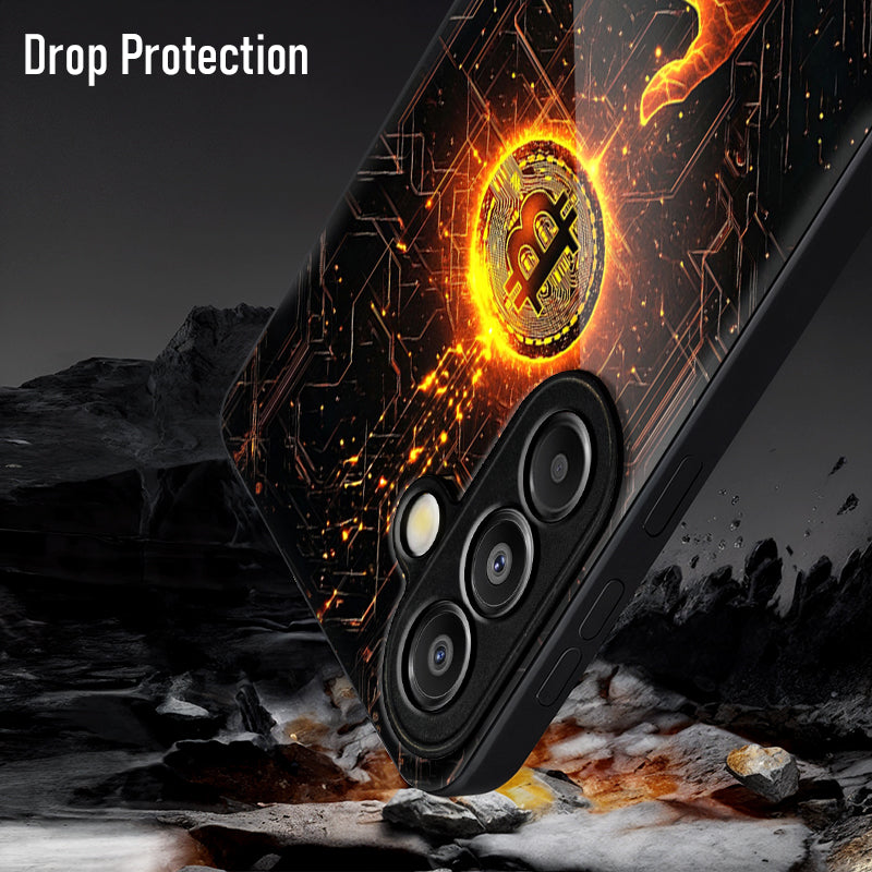 Samsung Galaxy A56 Premium Acrylic Shockproof Glass Back Case (Bitcoin Glow)