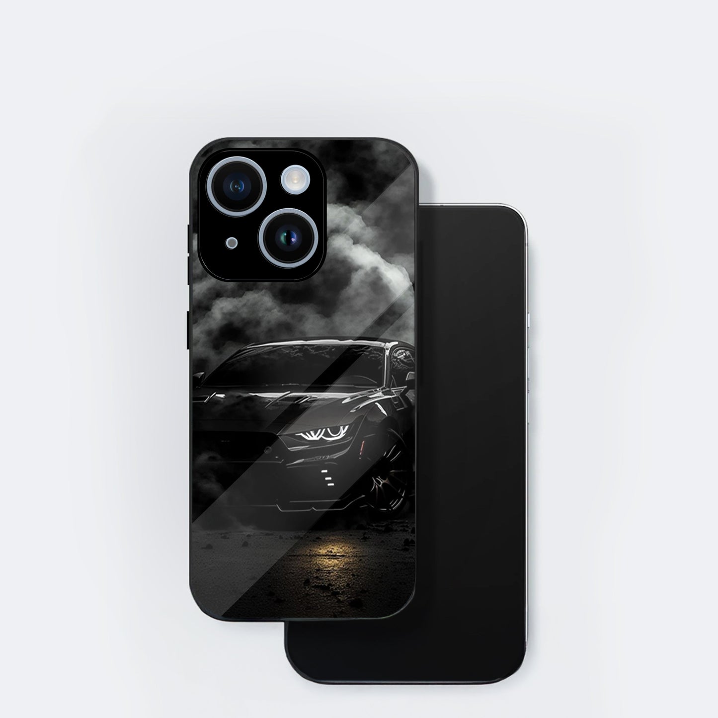 iPhone 14 Premium Acrylic Shockproof Glass Back Case (Black-BMW)