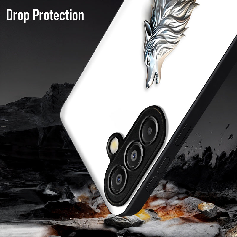 Samsung Galaxy A36 5G Premium Acrylic Shockproof Glass Back Case (Silver Wolf)