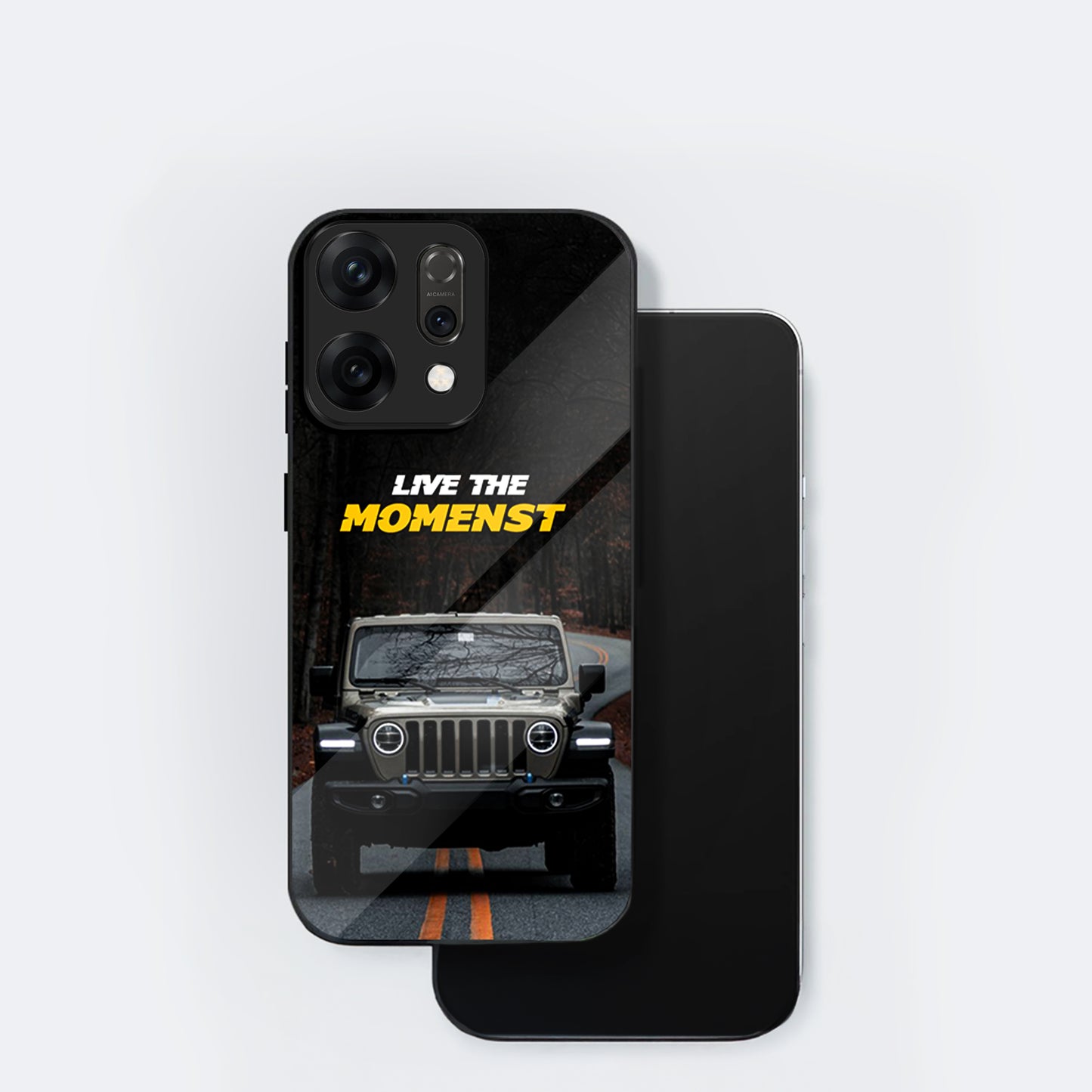 Oppo Reno 14 5G Premium Acrylic Shockproof Glass Back Case (Road Beast)