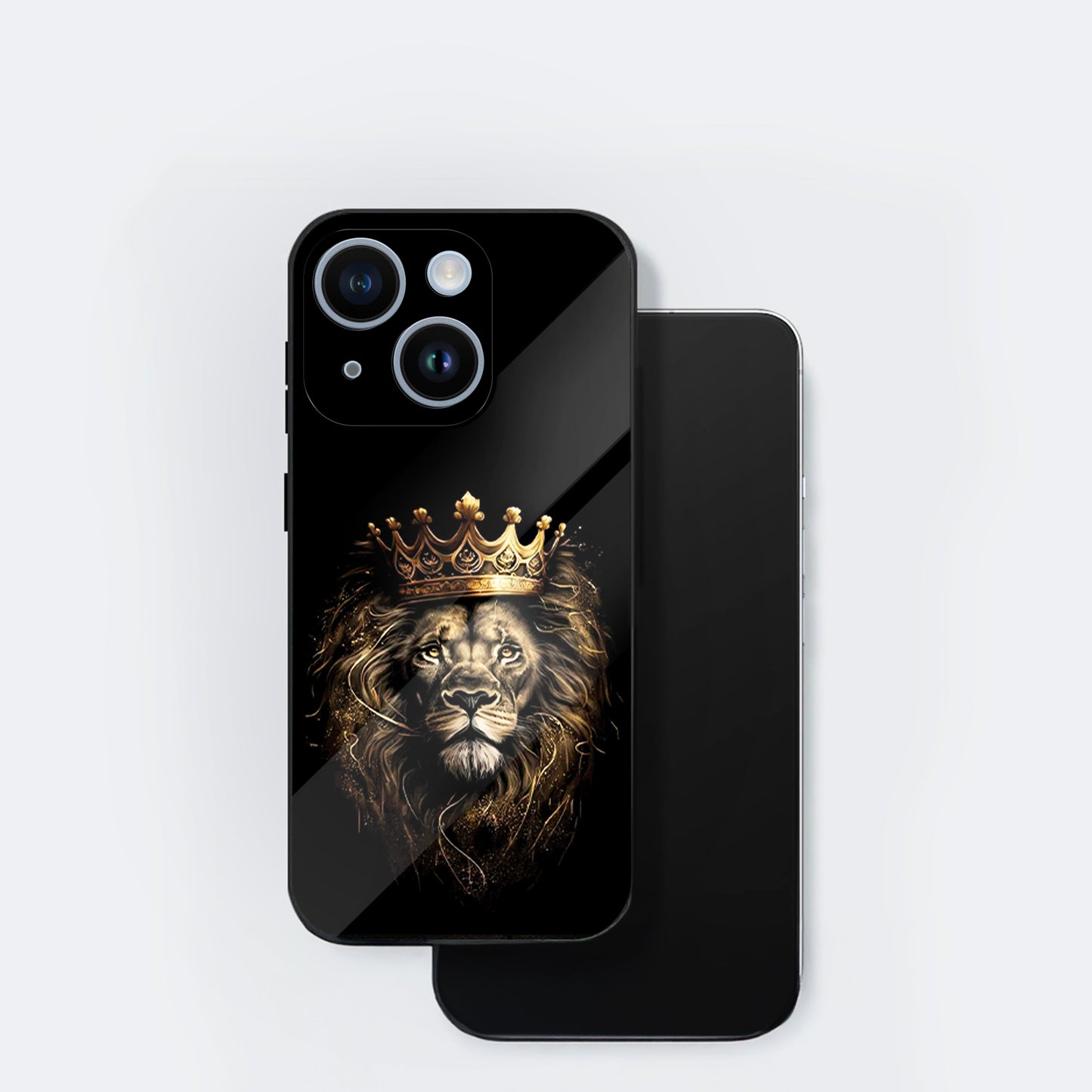iPhone 14 Premium Acrylic Shockproof Glass Back Case (Crowned Lion)