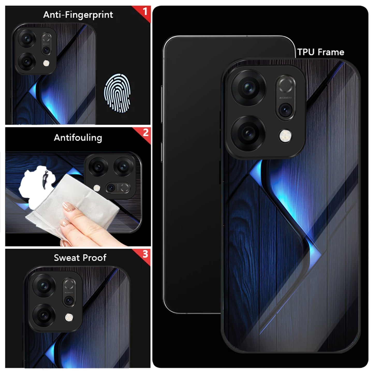 Oppo Reno 14 5G Premium Acrylic Shockproof Glass Back Case (Blue Gradient)