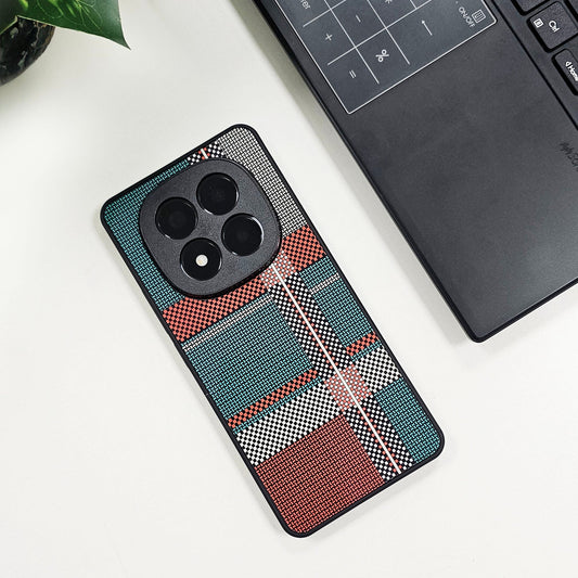 Redmi Note 14 Pro+ 5G Luxury Grid Pattern Glass Back Shockproof Case