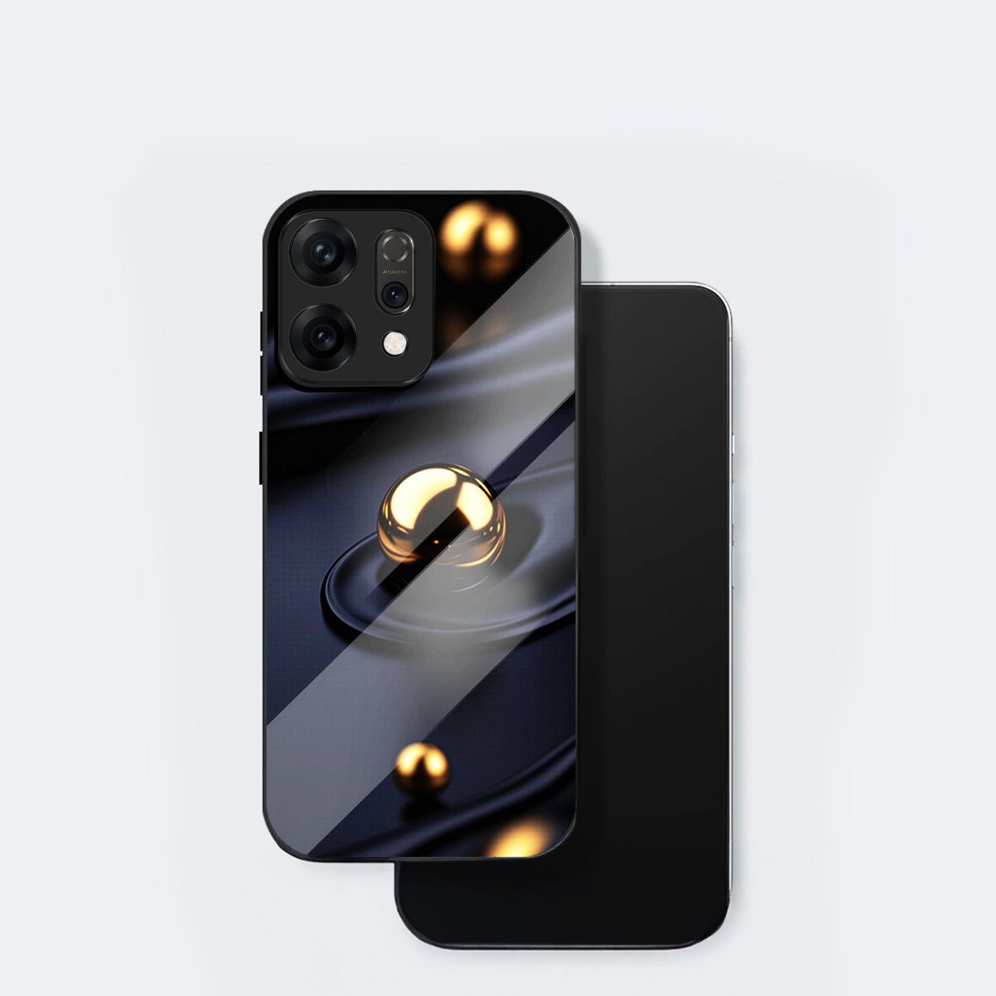 Oppo Reno14 5G Premium Acrylic Shockproof Glass Back Case (Golden Ripple)