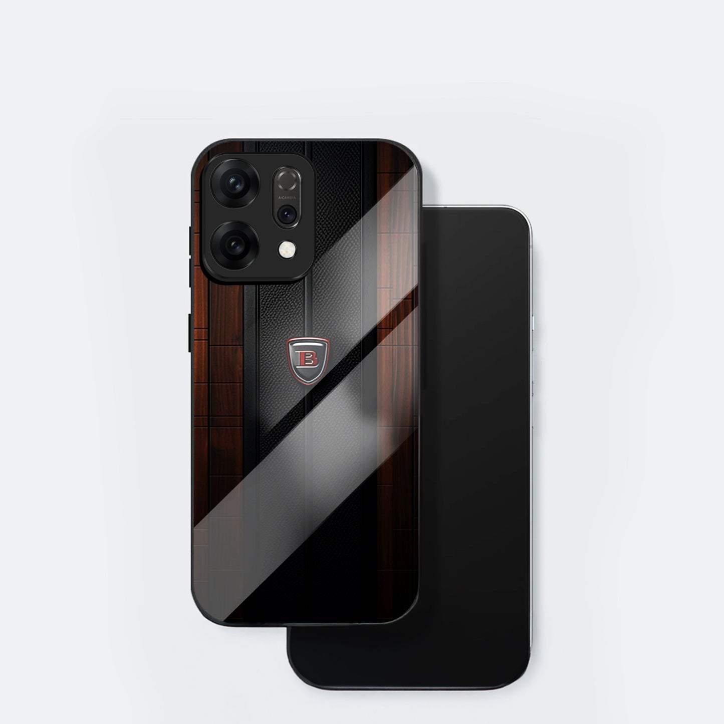 Oppo Reno14 5G Premium Acrylic Shockproof Glass Back Case (Carbon Oak)