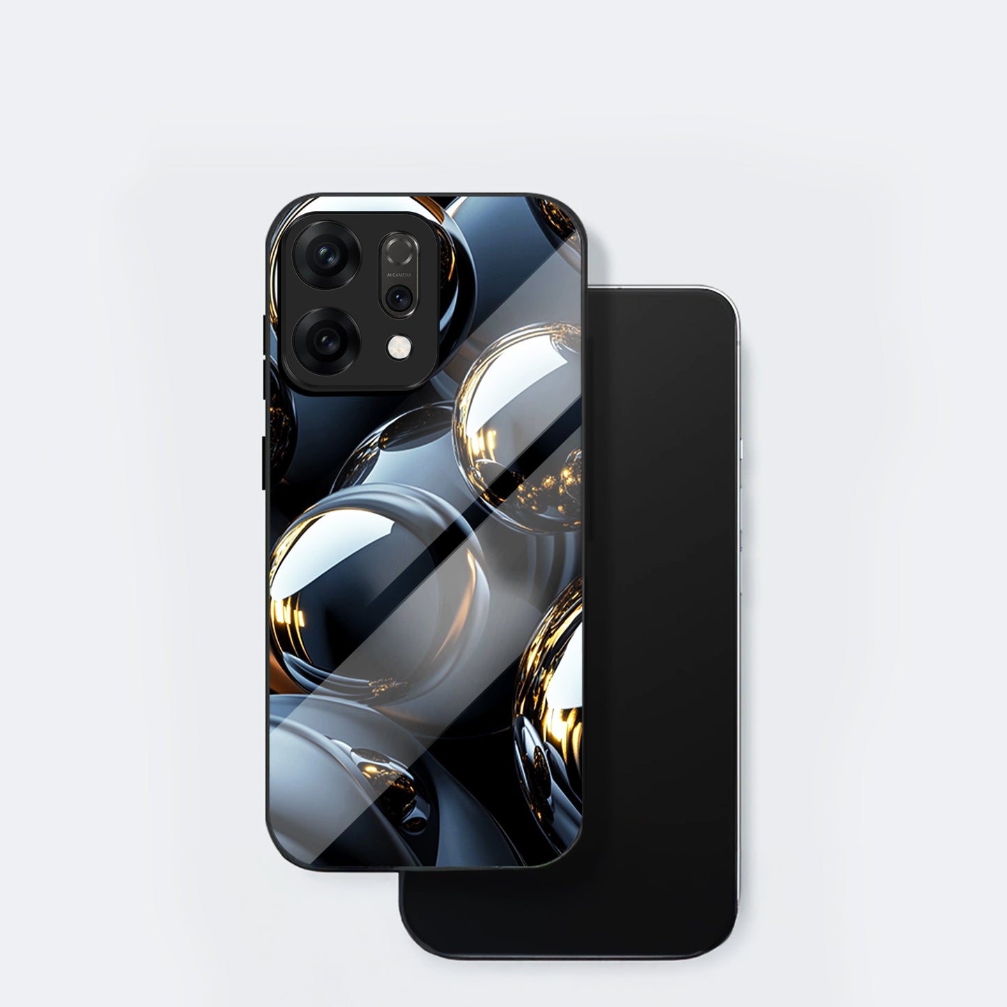 Oppo Reno14 5G Premium Acrylic Shockproof Glass Back Case (Mirror Spheres)