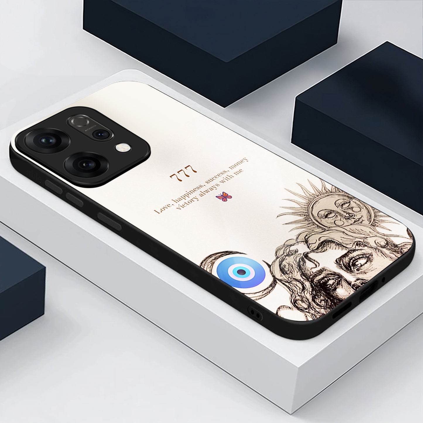 Oppo Reno 14 5G Angel Number 777 Aesthetic Glass Case