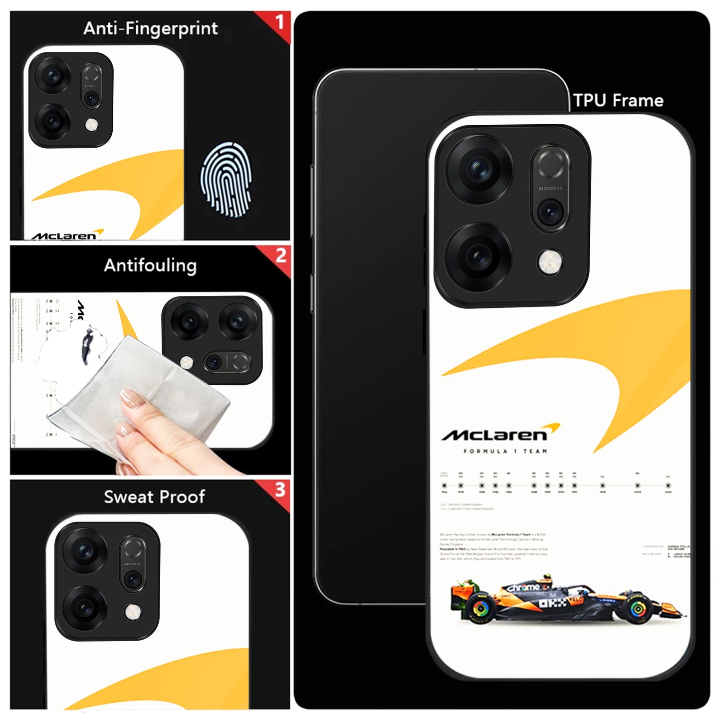 Oppo Reno 14 5G Premium Acrylic Shockproof Glass Back Case (McLaren Case)